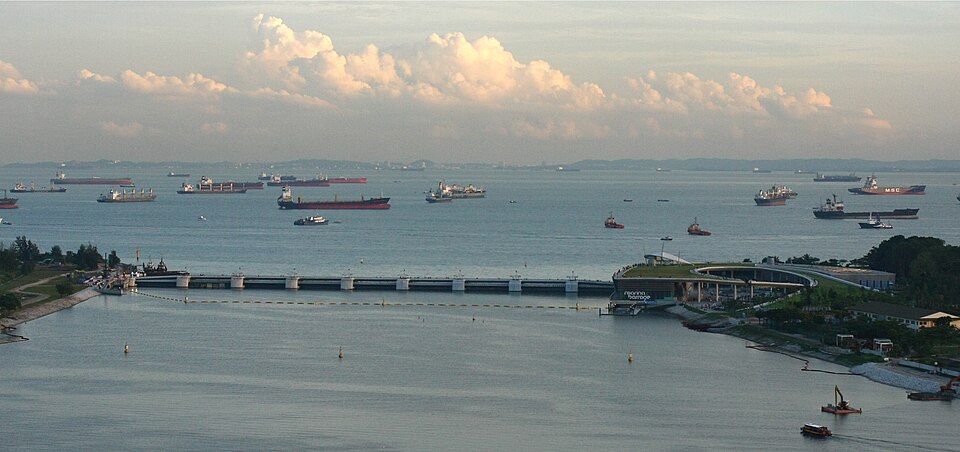 Singapore's Marina Barrage — a flood-control gate and freshwater reservoir in the heart of the city